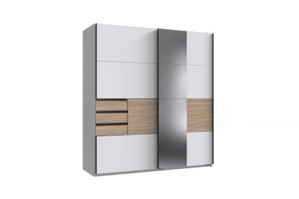 Bremen von Wimex - Kleiderschrank mit Schubkästen & Spiegel weiß
