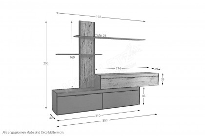 Yoris von SCHÖNER WOHNEN - Wohnwand V32 Kerneiche/ Eiche anthrazit