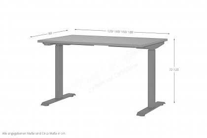 Mailand von Germania - Schreibtisch graphit, höhenverstellbar