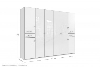 Danzig von Wimex - Kleiderschrank mit 4 Glastüren weiß
