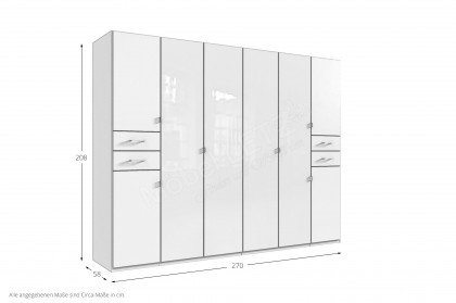 Danzig von Wimex - Schrank 8-türig & 4 Schubkästen saharagrau/ Glas schwarz