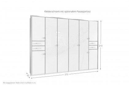 Danzig von Wimex - Schrank 8-türig & 4 Schubkästen saharagrau/ Glas schwarz
