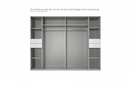 Danzig von Wimex - Schrank 8-türig & 4 Schubkästen saharagrau/ Glas schwarz