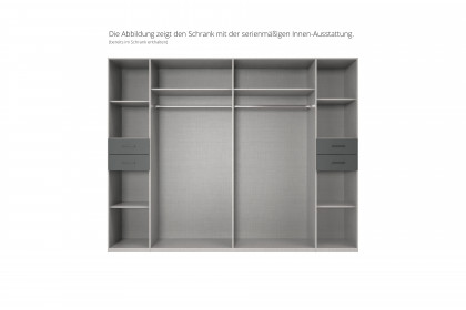 Danzig von Wimex - Kleiderschrank mit Drehtüren & Schubkästen grafit/ Schwarzglas