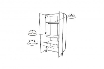 GW-Alkmaar von GERMANIA - 2-türiger Kleiderschrank schmal kashmir