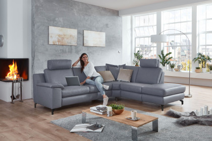 Prisma 1 von Polsteria - Ecksofa rechts graublau