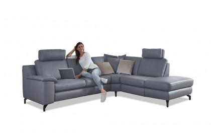 Prisma 1 von Polsteria - Ecksofa rechts graublau
