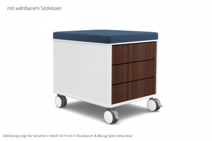 C6 von moll - Rollcontainer weiß mit Nussbaumfront