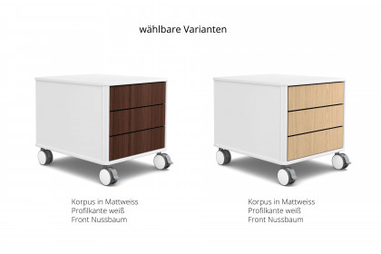 C6 von moll - Rollcontainer weiß mit Nussbaumfront