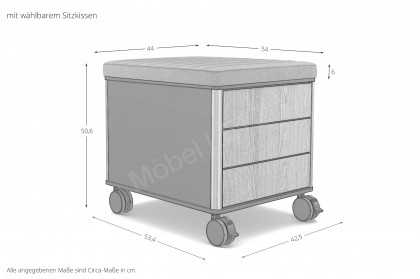 C6 von moll - Rollcontainer weiß mit Nussbaumfront