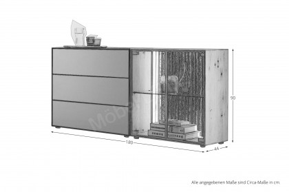 Selino von Hartmann - Sideboard Kerneiche natur/ Birke anthrazit 