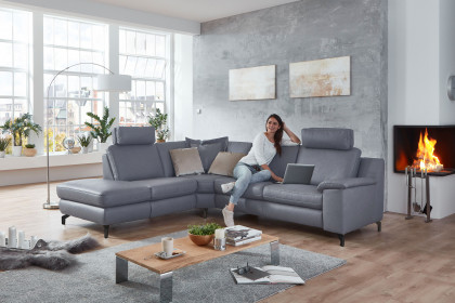 Prisma 1 von Polsteria - Ecksofa links graublau