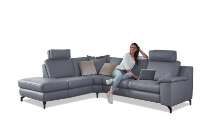 Prisma 1 von Polsteria - Ecksofa links graublau