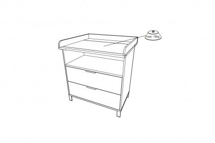 GW-Alkmaar von GERMANIA - Wickelkommode schmal kashmir mit 2 Schubladen