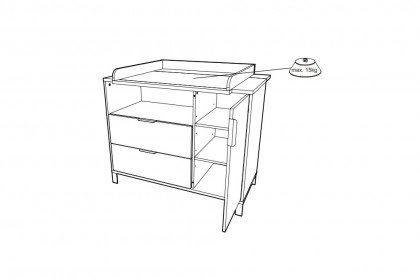 GW-Alkmaar von GERMANIA - breite Kombikommode mit Wickelaufsatz kashmir