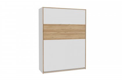 S-Room von Forte - Schrankbett 140x200 cm vertikal klappbar weiß - Eiche