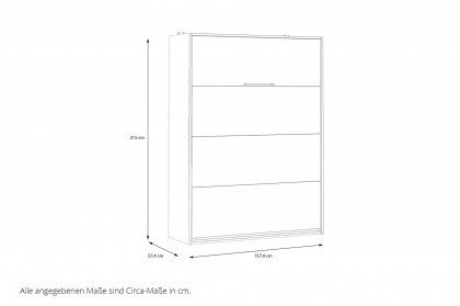 S-Room von Forte - Schrankbett 140x200 cm vertikal klappbar weiß - Eiche