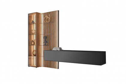 Selino von Hartmann - Wohnwand V22 Kerneiche natur/ anthrazit 