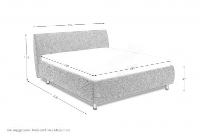Trento von RUF Betten - Polsterbett anthrazit 180 x 200 cm