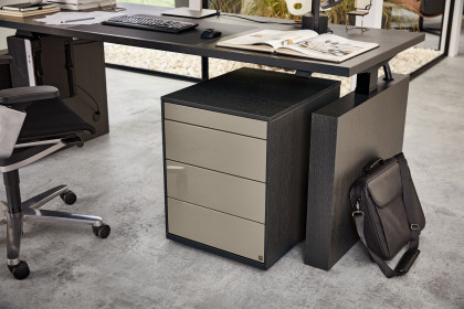 Kara-Frame von Musterring - höhenverstellbarer Schreibtisch in Eiche graphit