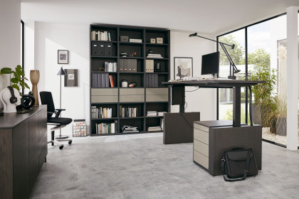 Kara-Frame von Musterring - höhenverstellbarer Schreibtisch in Eiche graphit