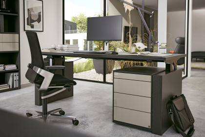 Kara-Frame von Musterring - höhenverstellbarer Schreibtisch in Eiche graphit