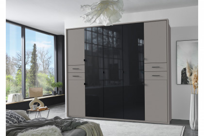 Danzig von Wimex - Drehtürenschrank grau/ Glas schwarz