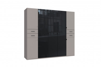 Danzig von Wimex - Drehtürenschrank grau/ Glas schwarz