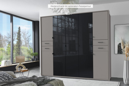 Danzig von Wimex - Drehtürenschrank grau/ Glas schwarz