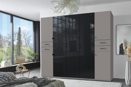 Danzig von Wimex - Drehtürenschrank grau/ Glas schwarz