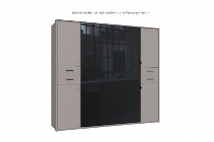 Danzig von Wimex - Drehtürenschrank grau/ Glas schwarz