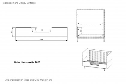 GW-Tomino von GERMANIA - Babybett steingrau mit Umbau-Set zum Juniorbett