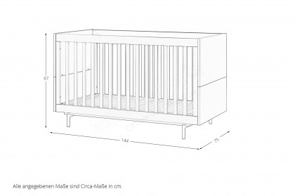 GW-Tomino von GERMANIA - Babybett steingrau mit Umbau-Set zum Juniorbett
