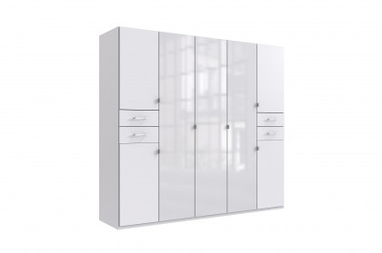 Danzig von Wimex - weißer Kleiderschrank mit Drehtüren & Schubkästen