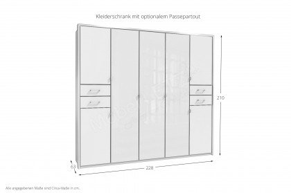 Danzig von Wimex - weißer Kleiderschrank mit Drehtüren & Schubkästen