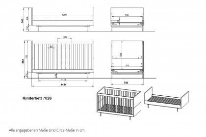 GW-Tomino von GERMANIA - Babyzimmer-Set steingrau Schrank, Bett & Wiko
