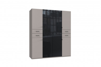 Danzig von Wimex - Schlafzimmerschrank saharagrau mit schwarzen Glastüren