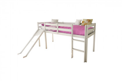 Amir-LE25 von POL Power - Spielbett mit Rutsche - Kiefer teilmassiv weiß lackiert