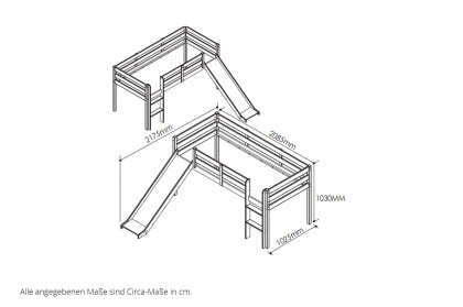 Amir-LE25 von POL Power - Spielbett mit Rutsche - Kiefer teilmassiv weiß lackiert