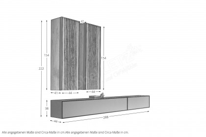 Selino von Hartmann - Wohnwand V20 Kerneiche natur/  Birke anthrazit 