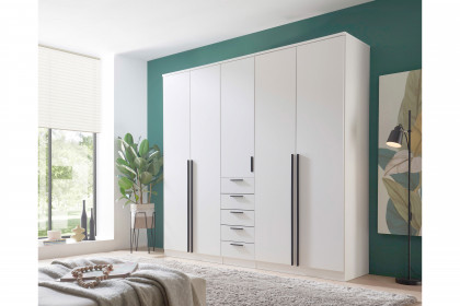 Arnis von POL Power - Kombi-Kleiderschrank weiß 5-türig mit 5 Schubladen