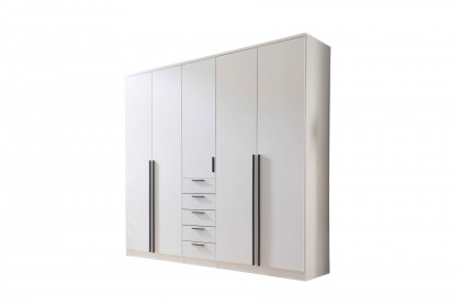 Arnis von POL Power - Kombi-Kleiderschrank weiß 5-türig mit 5 Schubladen