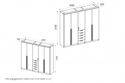 Arnis von POL Power - Kombi-Kleiderschrank weiß 5-türig mit 5 Schubladen