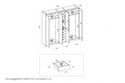 Arnis von POL Power - Kombi-Kleiderschrank weiß 5-türig mit 5 Schubladen