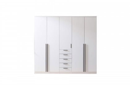 Arnis von POL Power - Kombi-Kleiderschrank weiß 5-türig mit 5 Schubladen