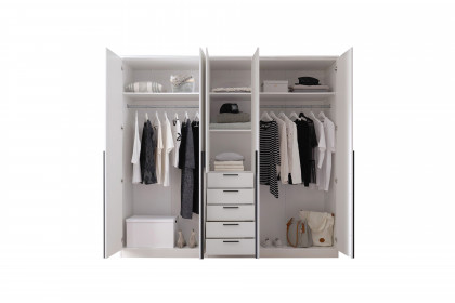 Arnis von POL Power - Kombi-Kleiderschrank weiß 5-türig mit 5 Schubladen