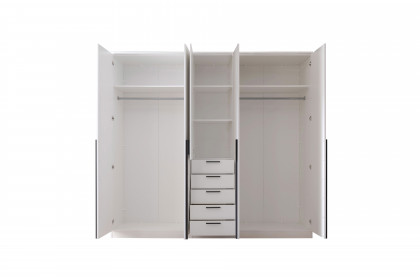 Arnis von POL Power - Kombi-Kleiderschrank weiß 5-türig mit 5 Schubladen