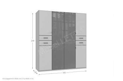 Danzig von Wimex - Drehtürenschrank mit Schubkästen grafit/ Glas