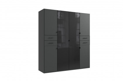 Danzig von Wimex - Drehtürenschrank mit Schubkästen grafit/ Glas