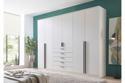 Arnis von POL Power - Kleiderschrank weiß 6-türig mit 5 breiten Schubfächern